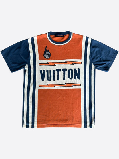 Louis Vuitton Navy & Orange Logo Intarsia T-Shirt