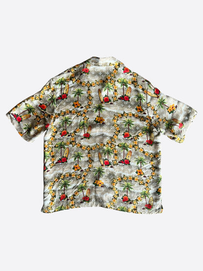 Louis Vuitton Beige Beach Monogram Silk Button Up Shirt