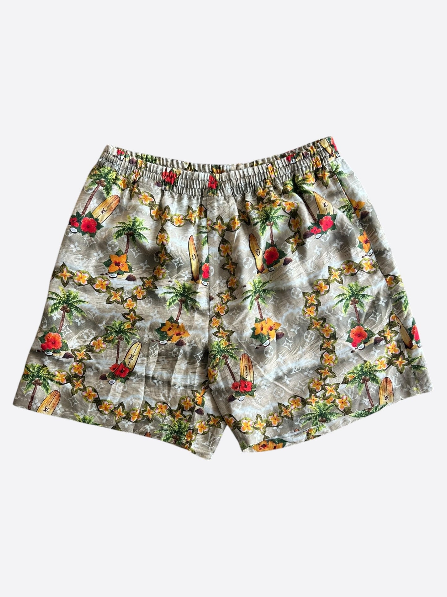 Louis Vuitton Beige Beach Monogram Silk Shorts