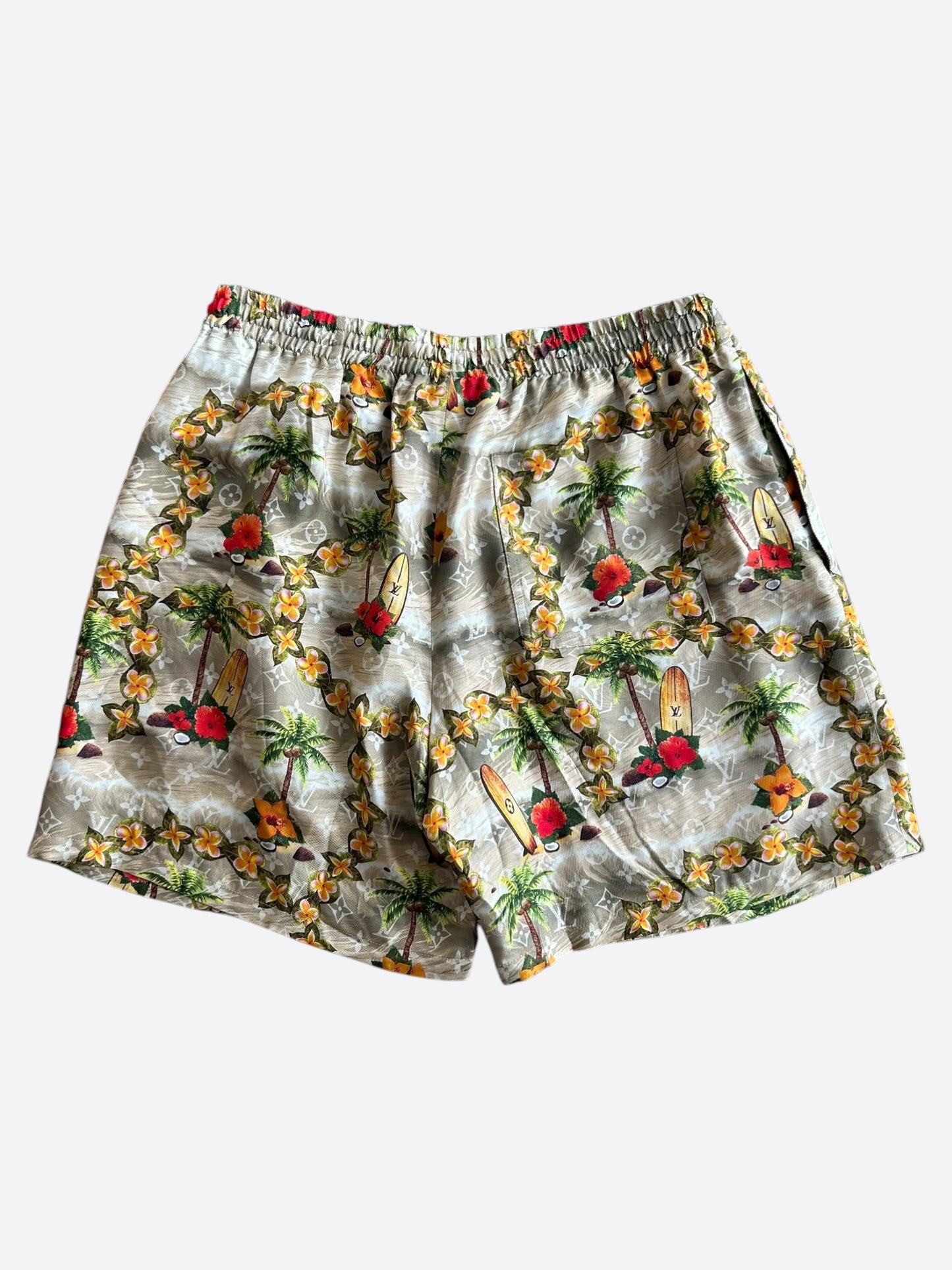 Louis Vuitton Beige Beach Monogram Silk Shorts