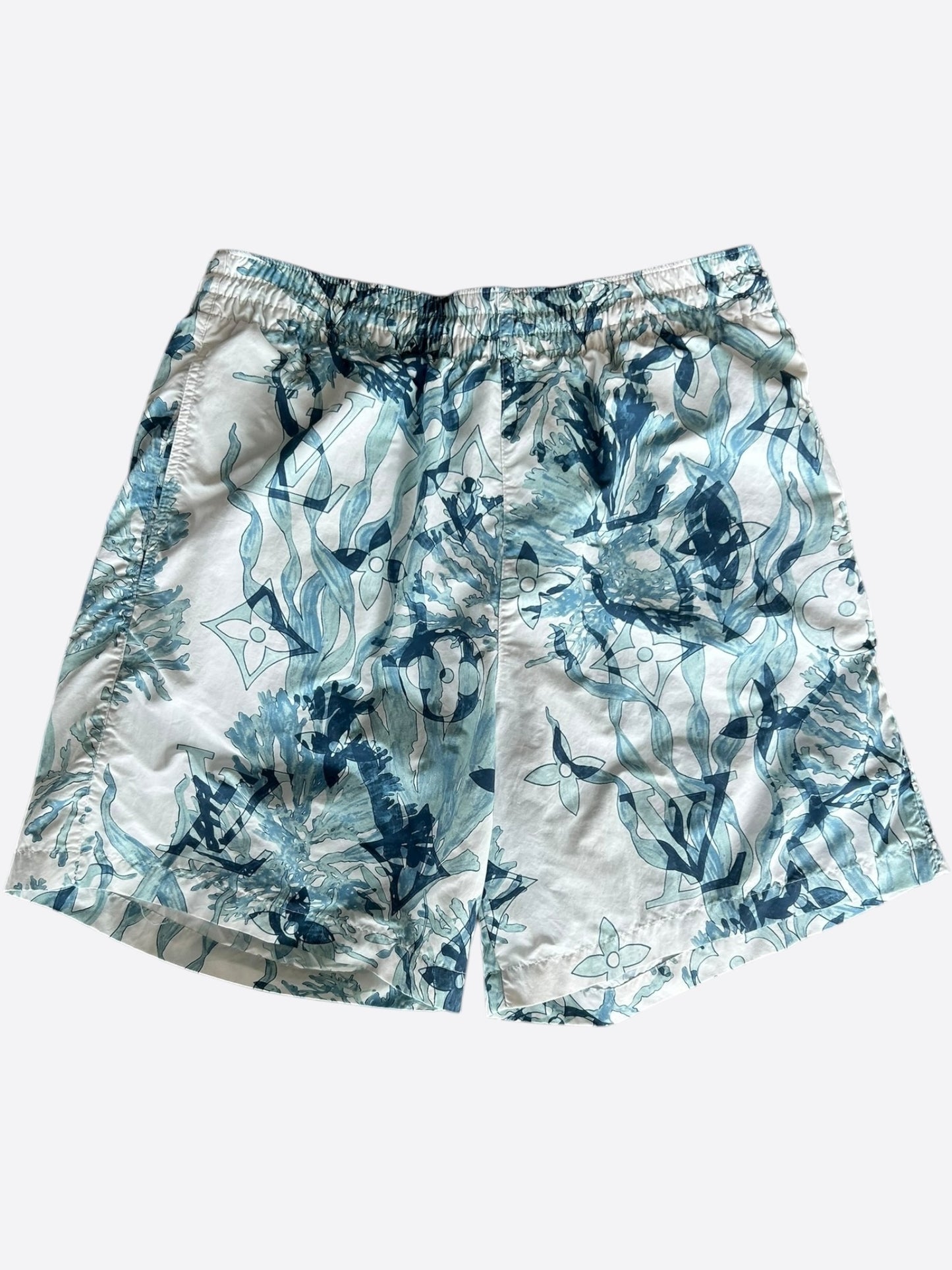 Louis Vuitton Blue & White Aquagarden Monogram Swimshorts