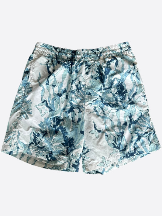 Louis Vuitton Blue & White Aquagarden Monogram Swimshorts