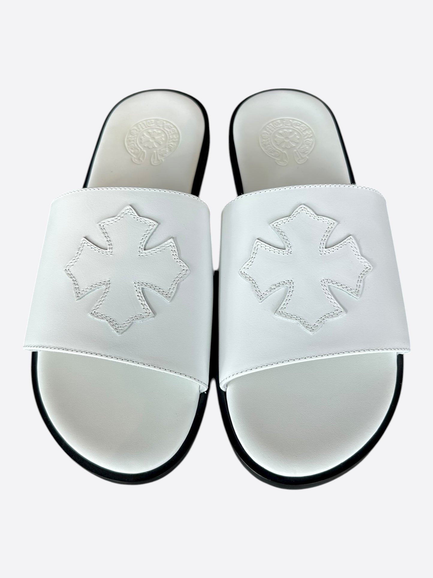 Chrome Hearts White Cross Patch Slides