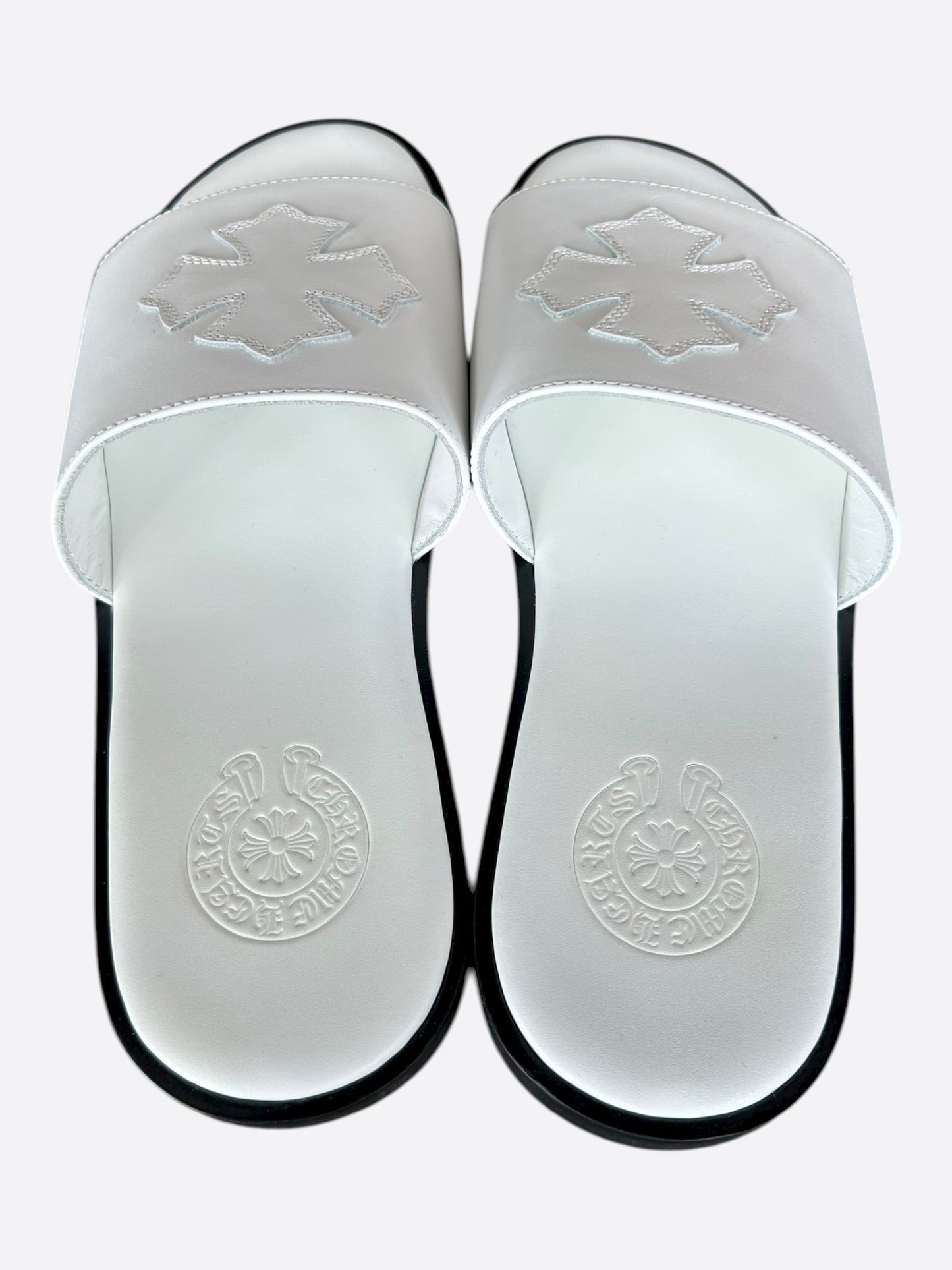 Chrome Hearts White Cross Patch Slides