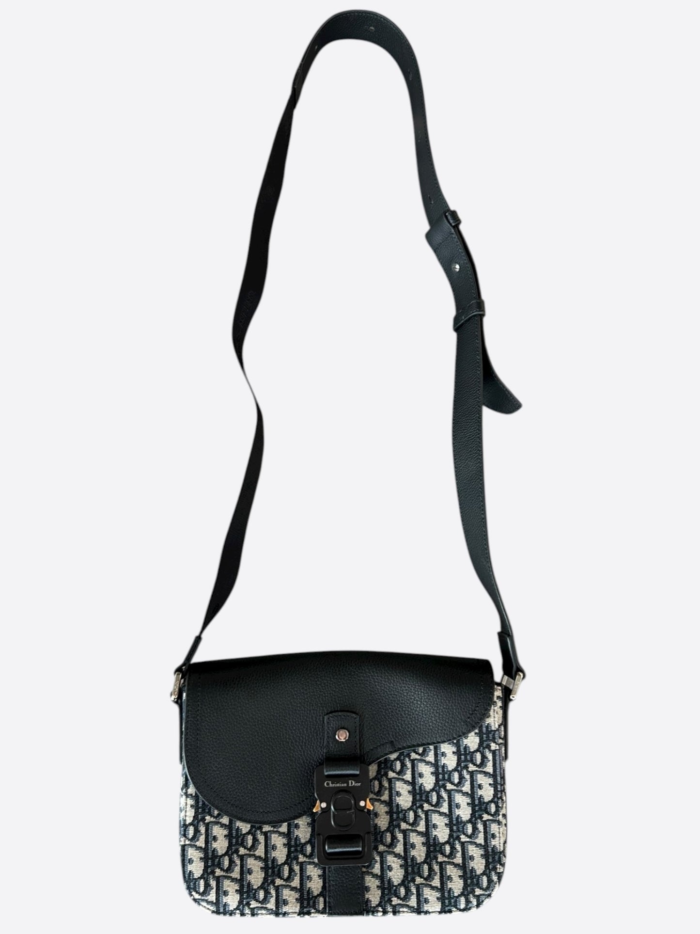 Dior Beige & Black Oblique Saddle Messenger Bag
