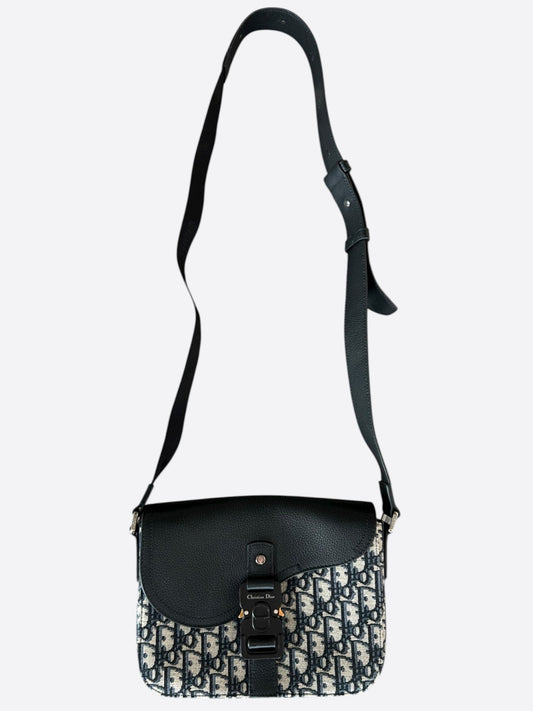 Dior Beige & Black Oblique Saddle Messenger Bag