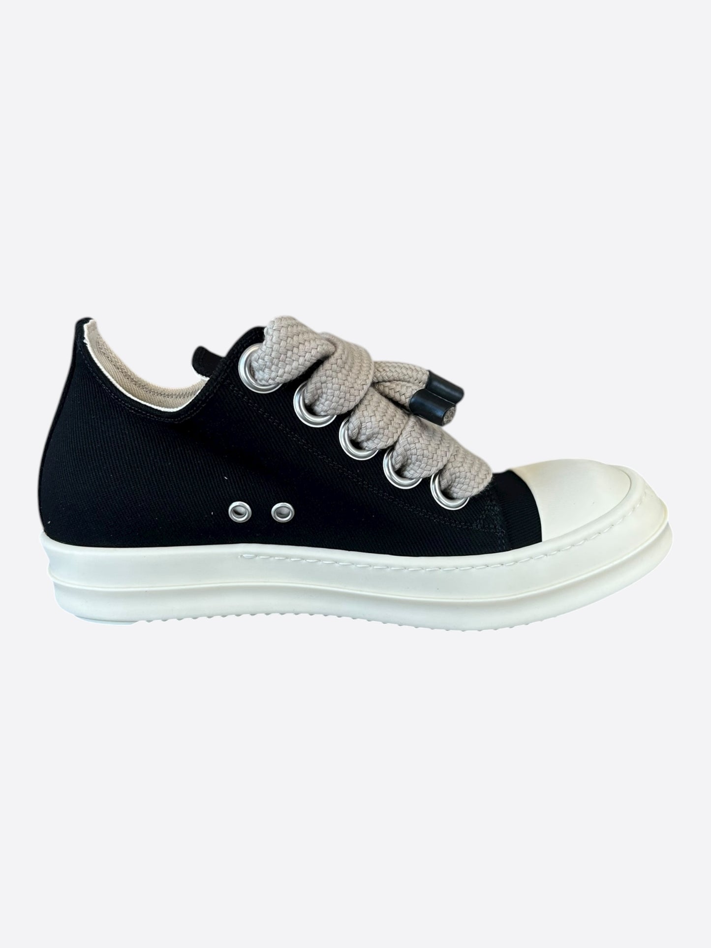 Rick Owens Black & White Jumbo Lace Women's Low Top Sneakers