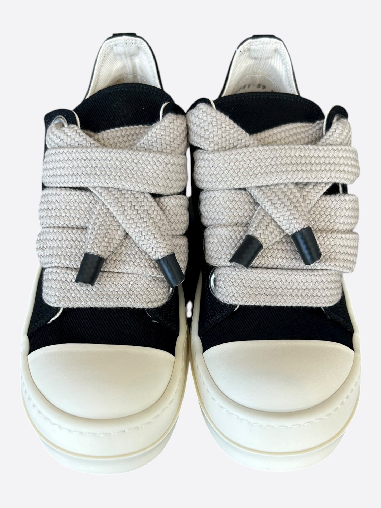 Rick Owens Black & White Jumbo Lace Women's Low Top Sneakers