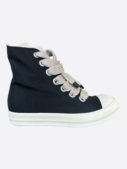 Rick Owens Black & White Leather Jumbo Lace High Top Sneakers