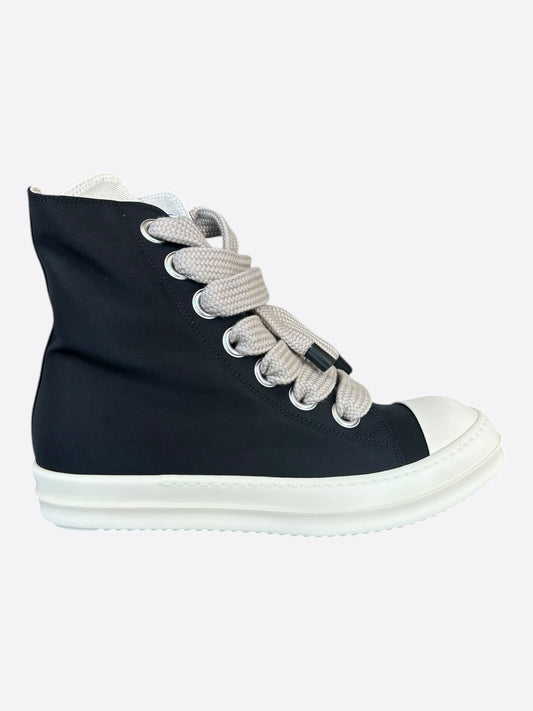 Rick Owens Black & White Leather Jumbo Lace High Top Sneakers