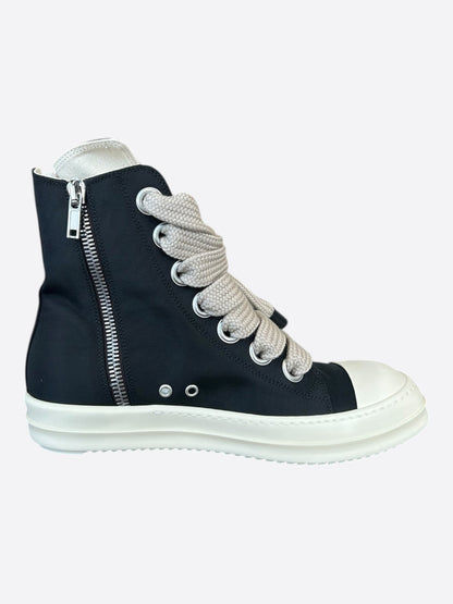 Rick Owens Black & White Leather Jumbo Lace High Top Sneakers