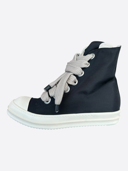 Rick Owens Black & White Leather Jumbo Lace High Top Sneakers