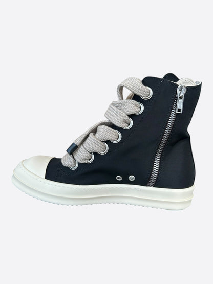 Rick Owens Black & White Leather Jumbo Lace High Top Sneakers