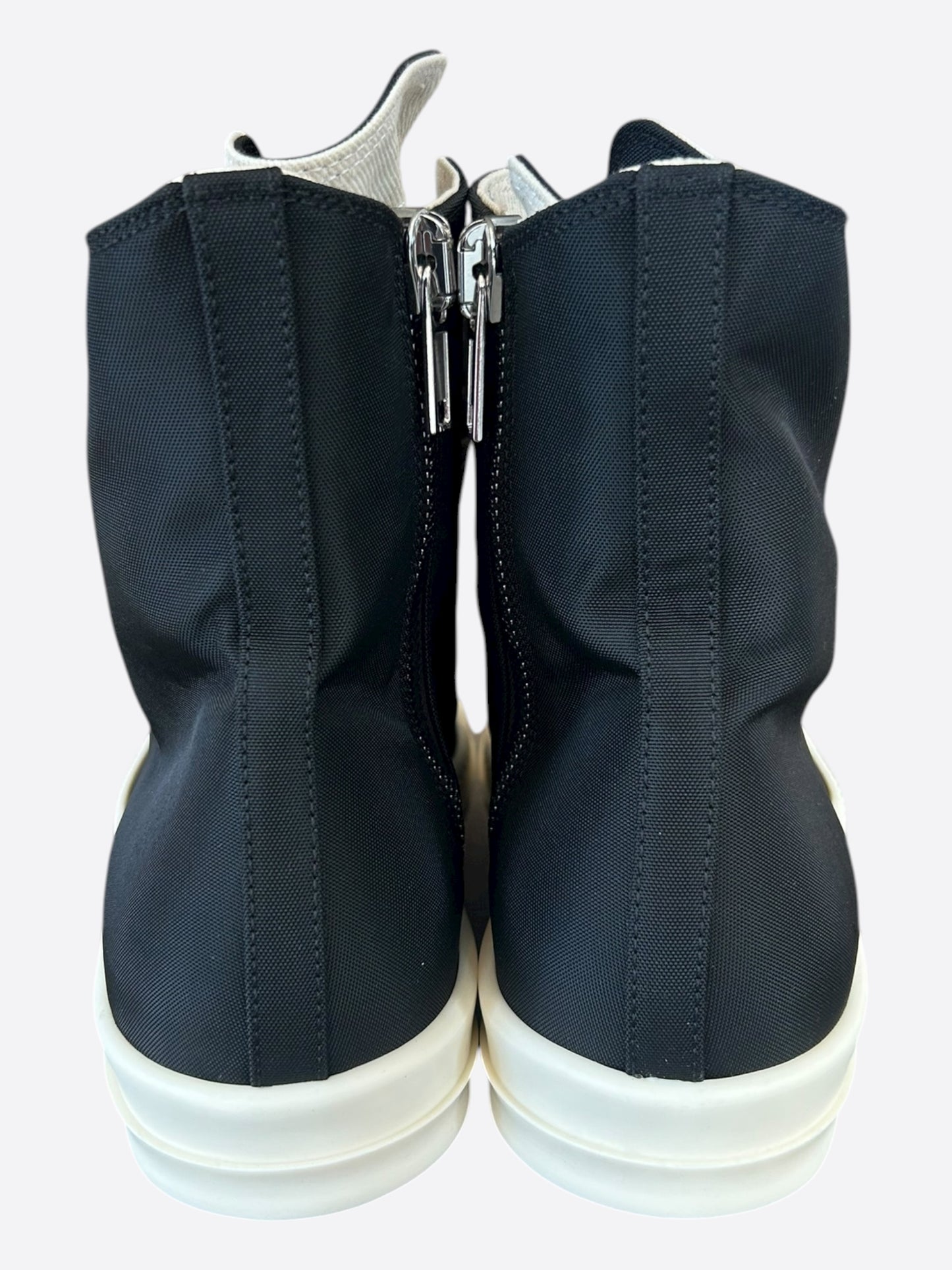 Rick Owens Black & White Leather Jumbo Lace High Top Sneakers
