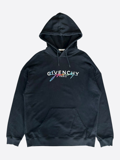 Givenchy Black & Multicolor Signature Logo Hoodie