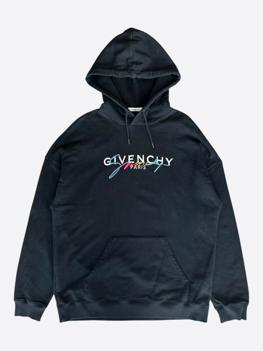 Givenchy Black & Multicolor Signature Logo Hoodie