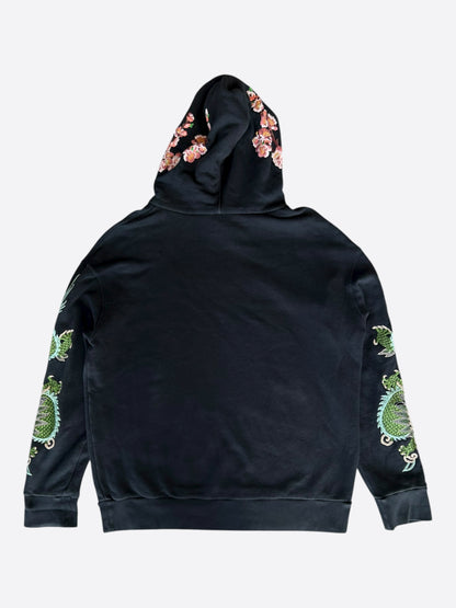 Gucci Black Dragon Embroidered Logo Hoodie