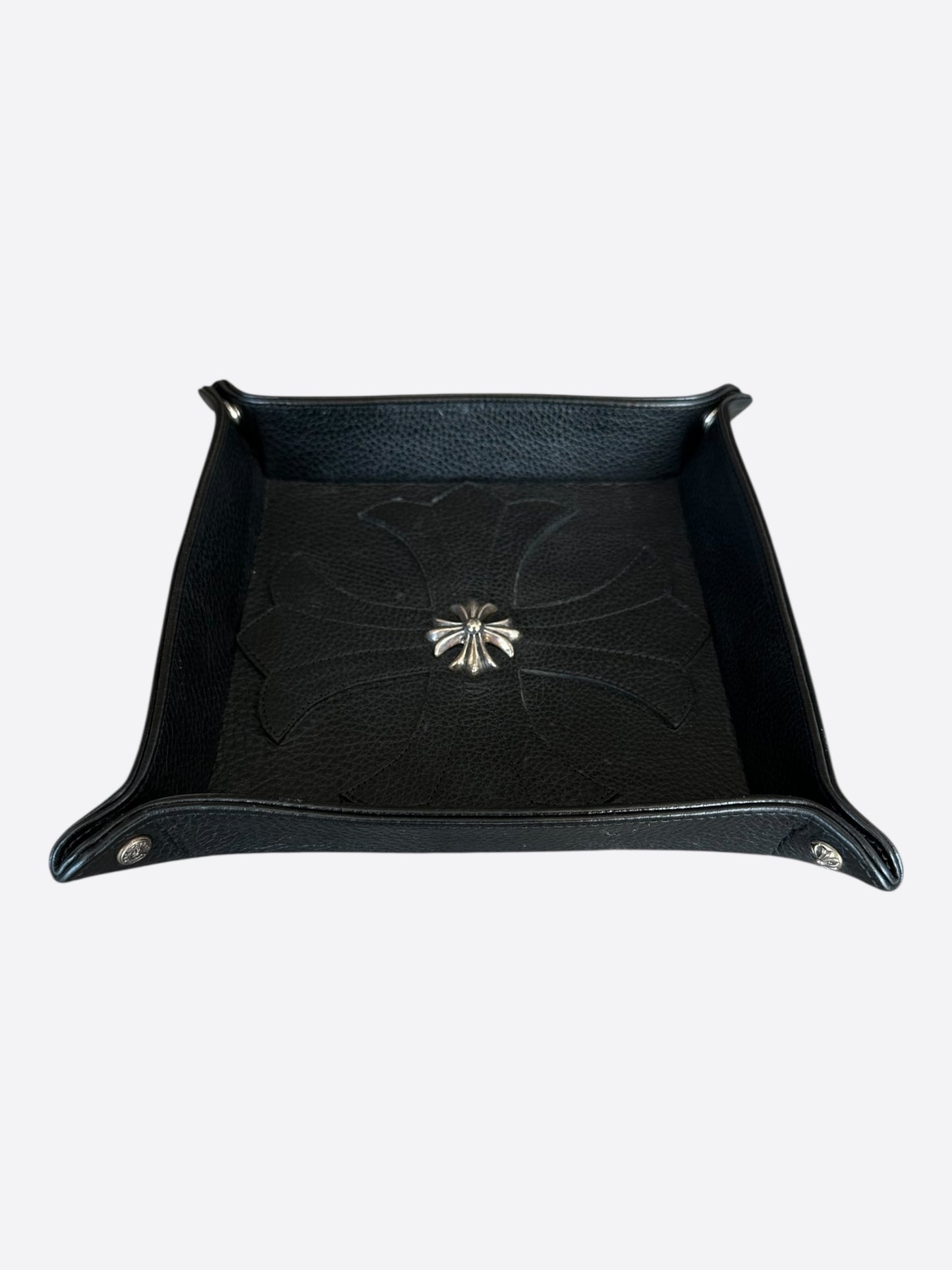 Chrome Hearts Black & Silver Leather Cross Tray