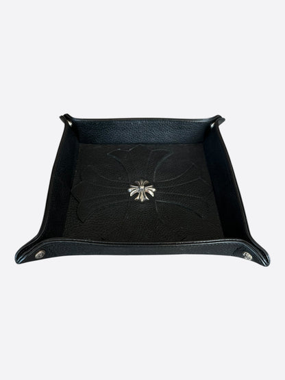Chrome Hearts Black & Silver Leather Cross Tray