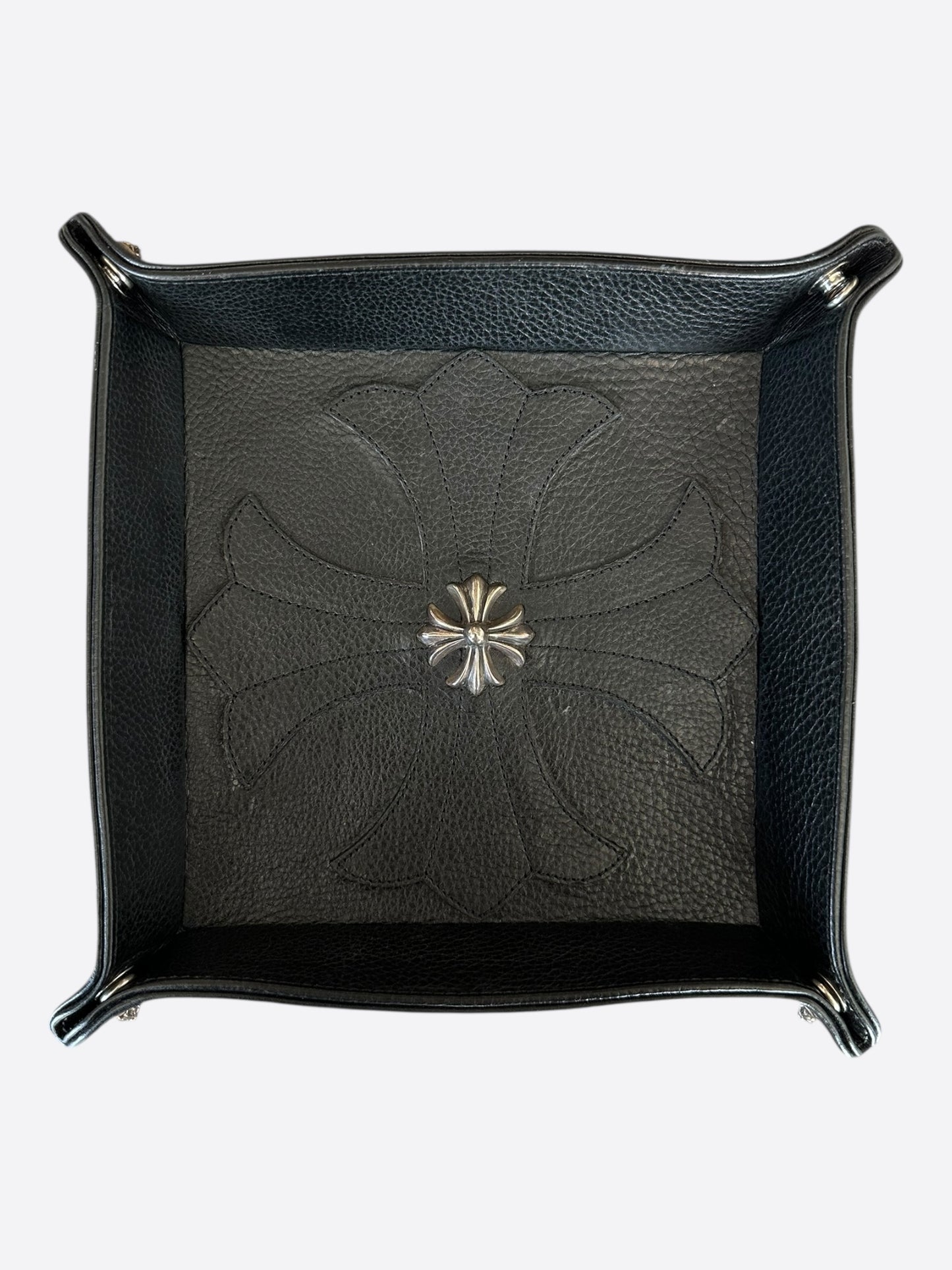 Chrome Hearts Black & Silver Leather Cross Tray