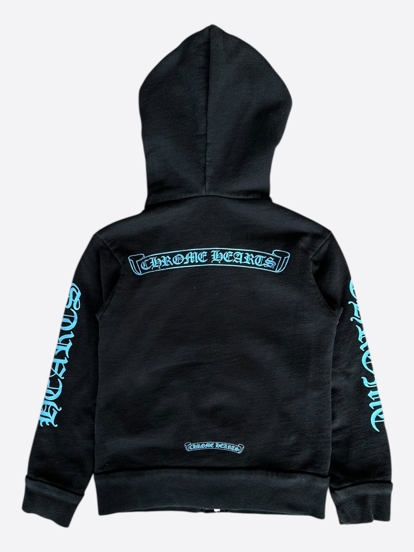 Chrome Hearts Black & Blue Scroll Logo Kids Zip Up Hoodie