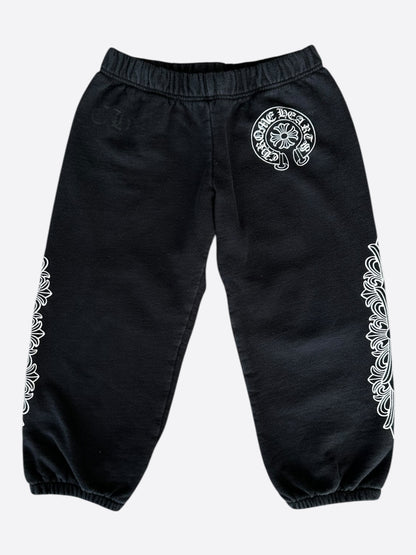 Chrome Hearts Black & White Horseshoe Logo Kids Sweatpants