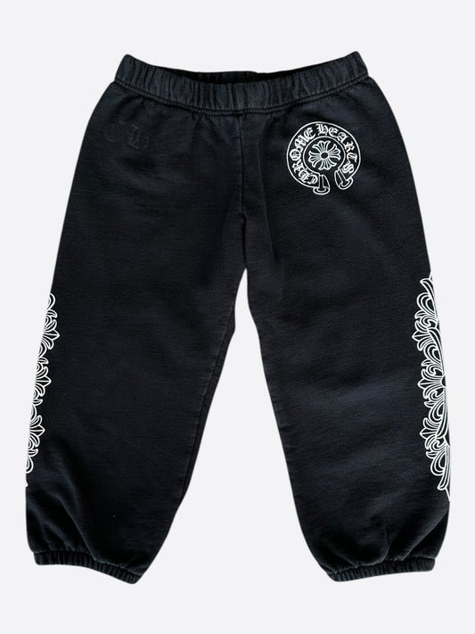Chrome Hearts Black & White Horseshoe Logo Kids Sweatpants
