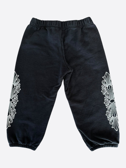 Chrome Hearts Black & White Horseshoe Logo Kids Sweatpants