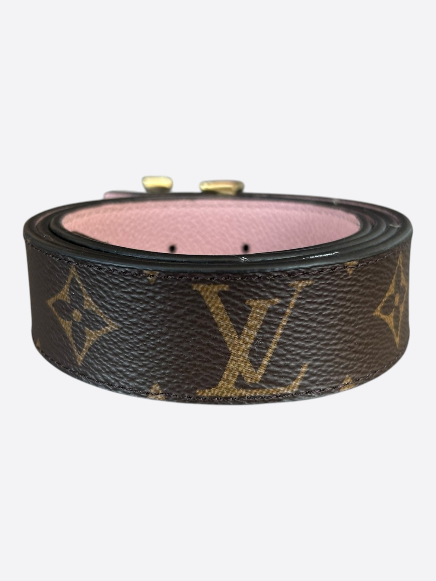 Louis Vuitton Brown & Pink Monogram Women's Reversible Belt