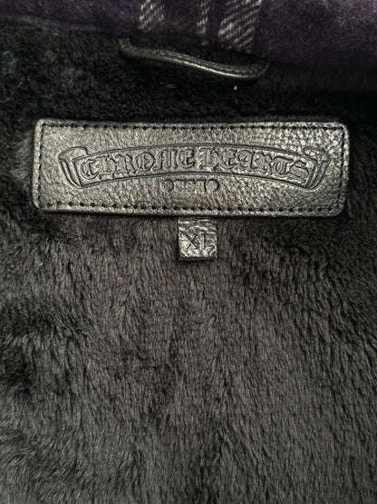 Chrome Hearts Navy & Green Plaid Sherpa Jacket