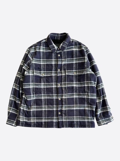 Chrome Hearts Navy & Green Plaid Sherpa Jacket
