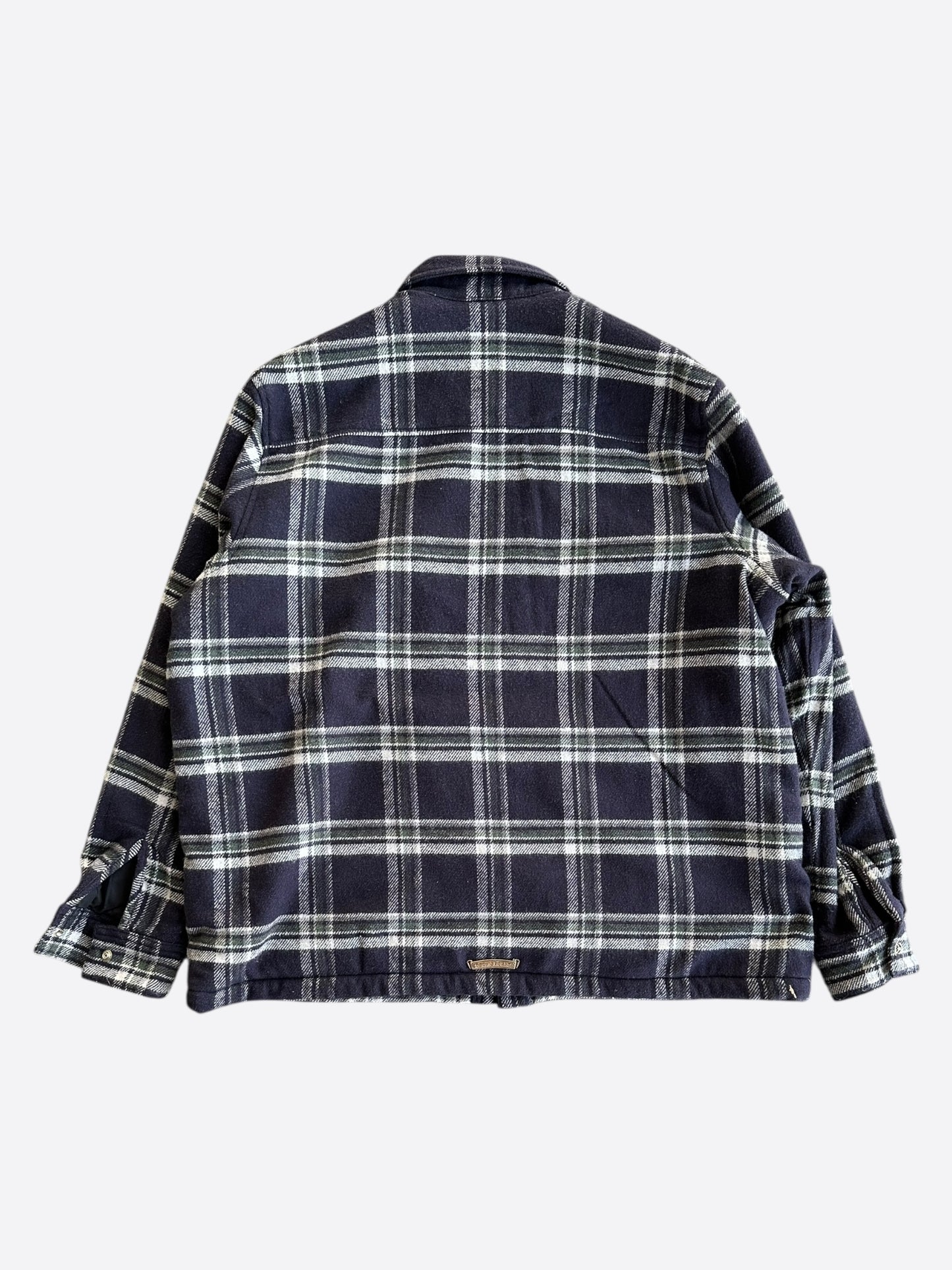 Chrome Hearts Navy & Green Plaid Sherpa Jacket