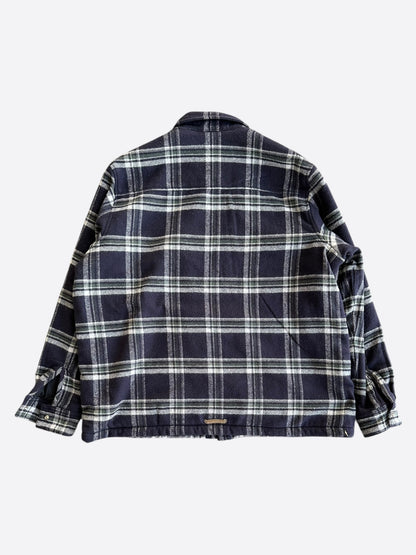 Chrome Hearts Navy & Green Plaid Sherpa Jacket