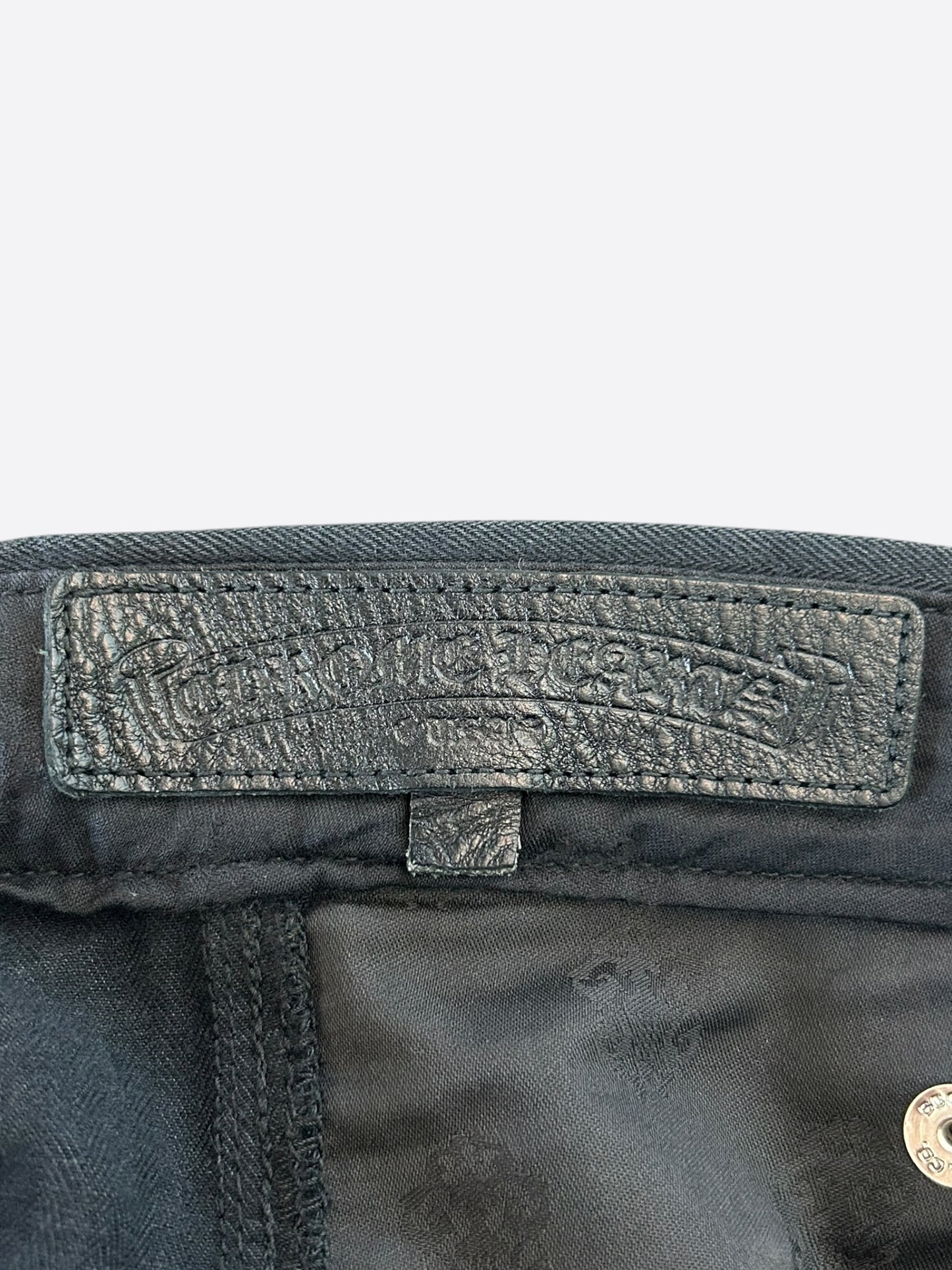 Chrome Hearts Black Herringbone Cross Patch Carpenter Pants