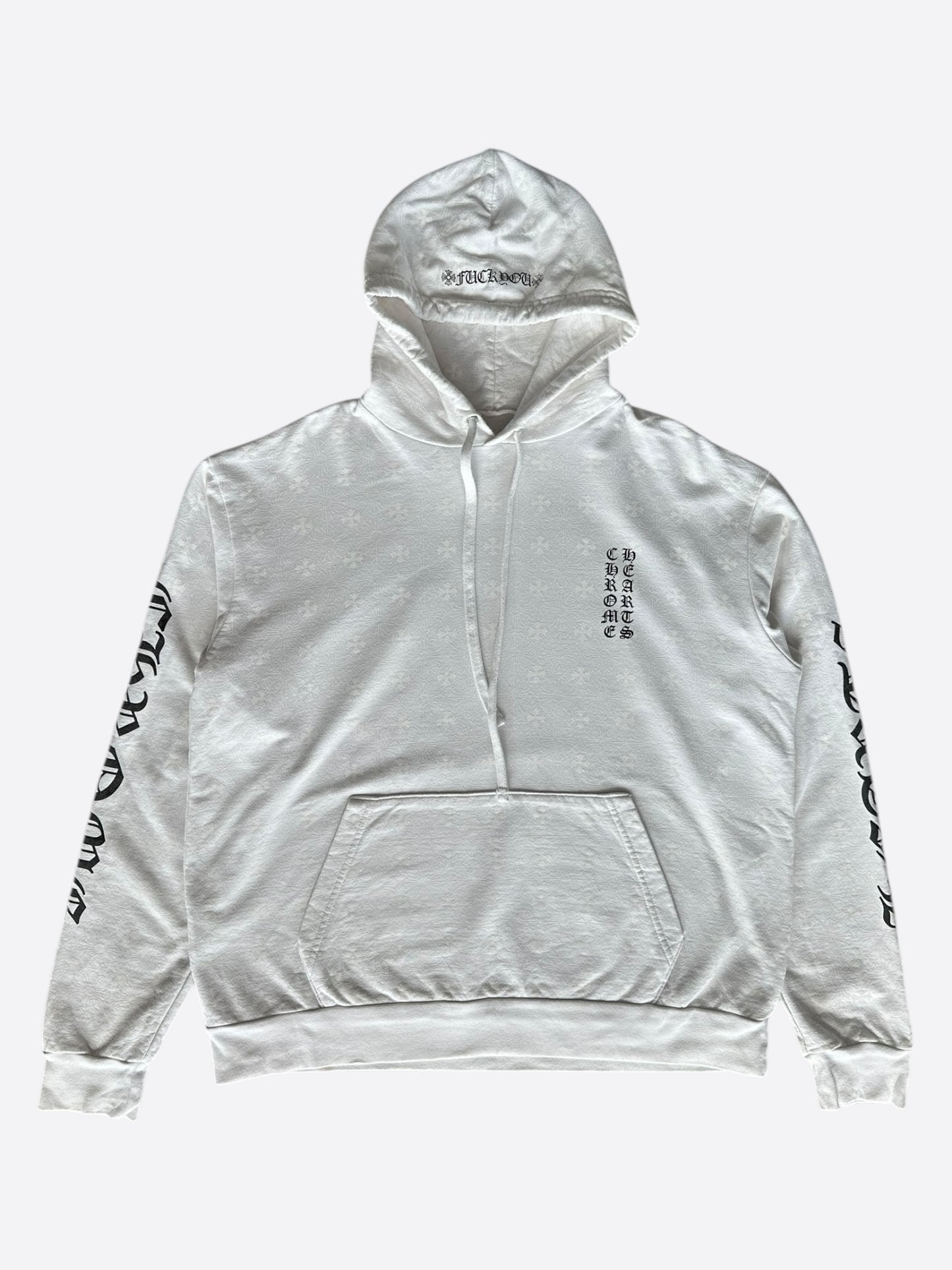 Chrome Hearts White & Black Cross Jacquard Horseshoe Logo Hoodie