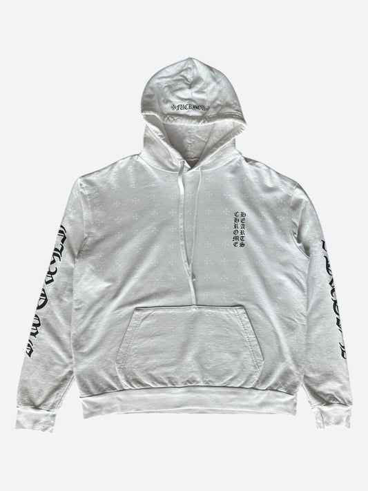 Chrome Hearts White & Black Cross Jacquard Horseshoe Logo Hoodie