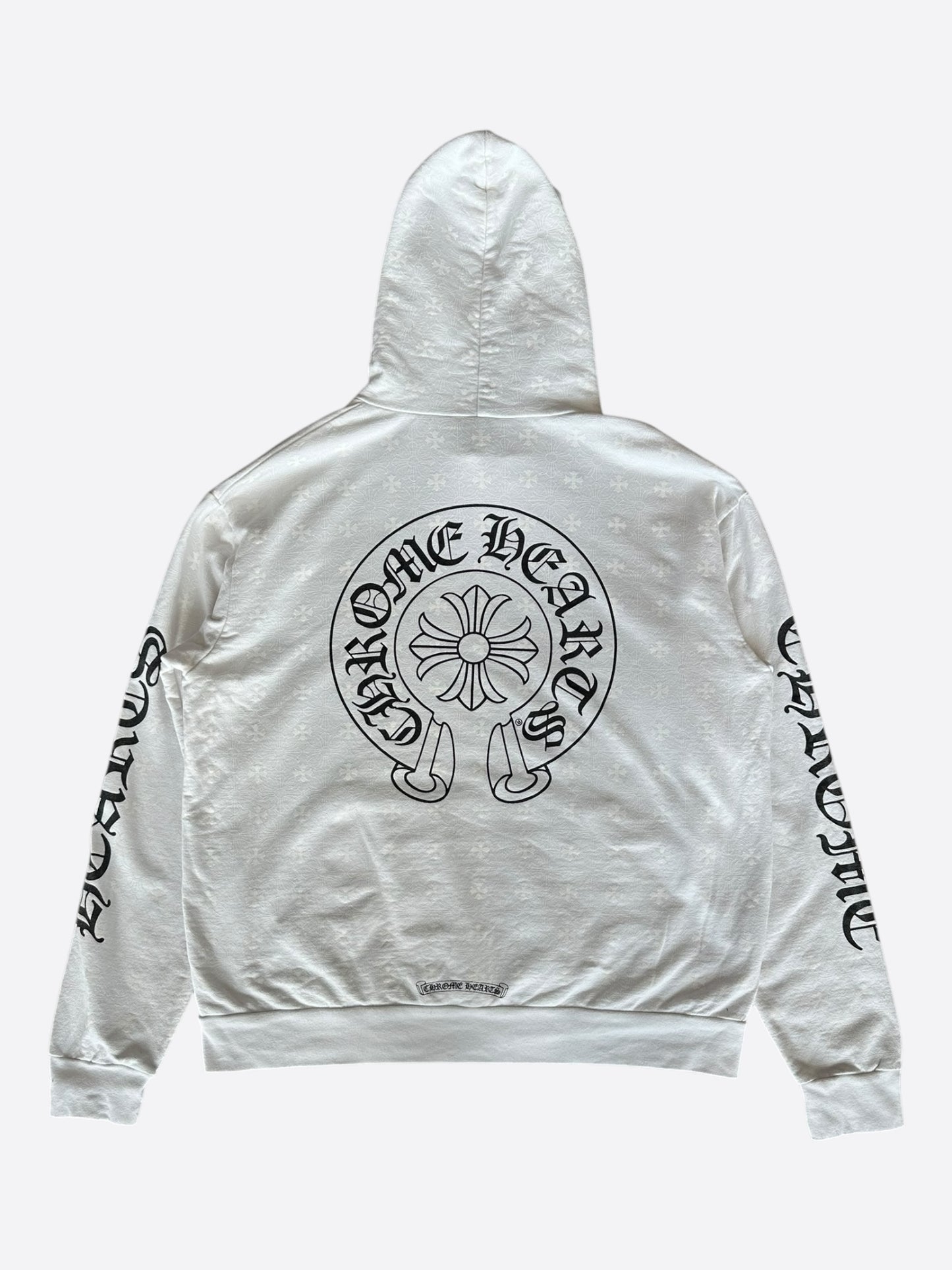 Chrome Hearts White & Black Cross Jacquard Horseshoe Logo Hoodie