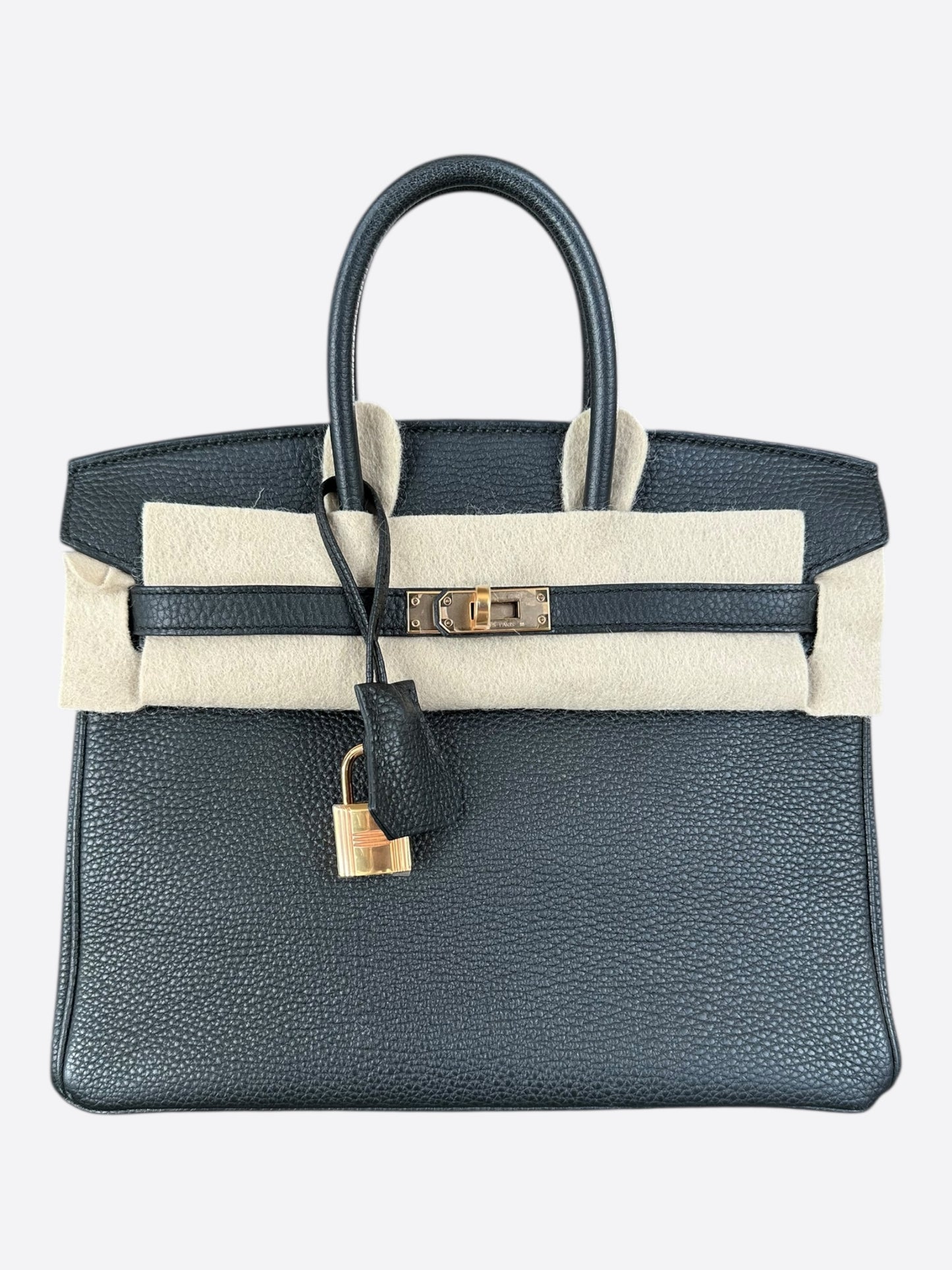 Hermes Black Togo & Rose Gold Hardware Birkin 25