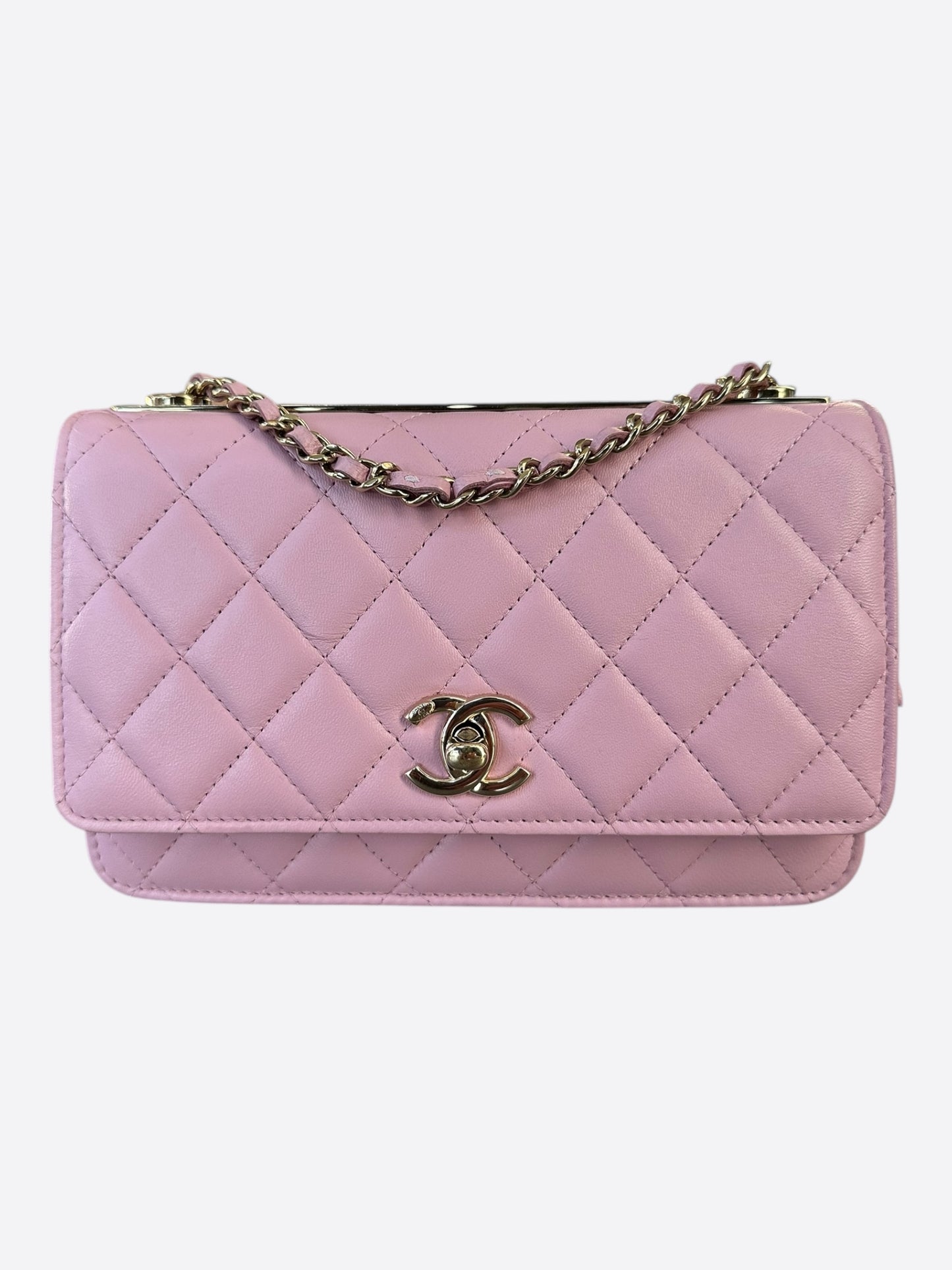 Chanel Pink Quilted Trendy CC Wallet On Chain Bag