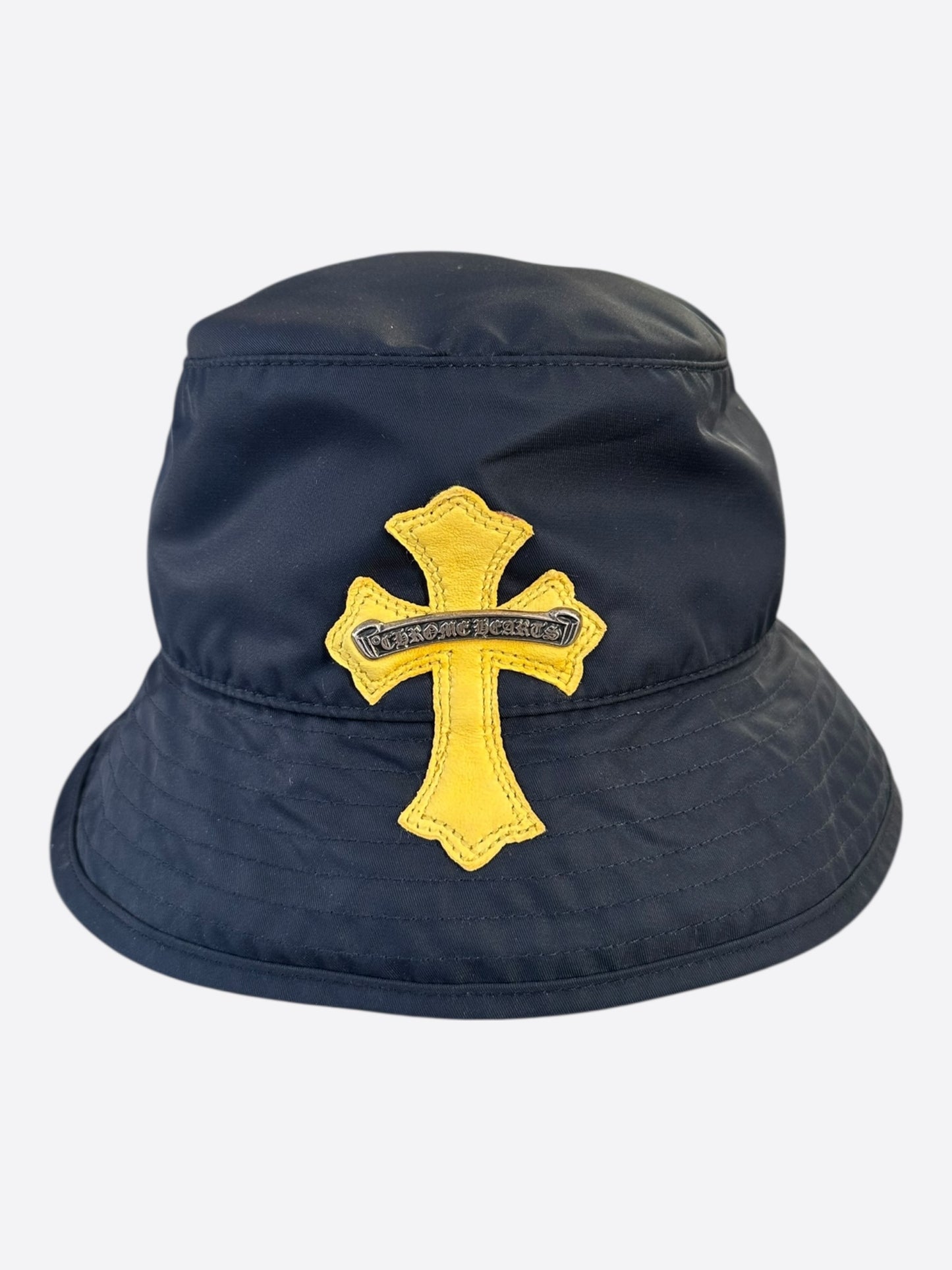 Chrome Hearts Navy & Yellow Cross Patch Nylon Bucket Hat