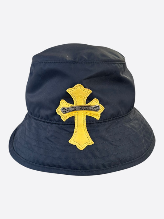 Chrome Hearts Navy & Yellow Cross Patch Nylon Bucket Hat