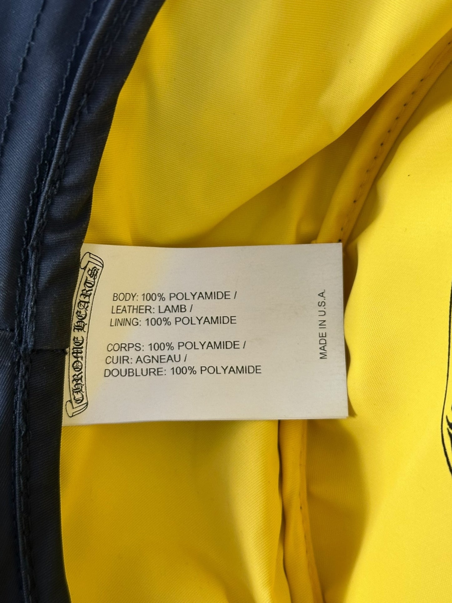 Chrome Hearts Navy & Yellow Cross Patch Nylon Bucket Hat