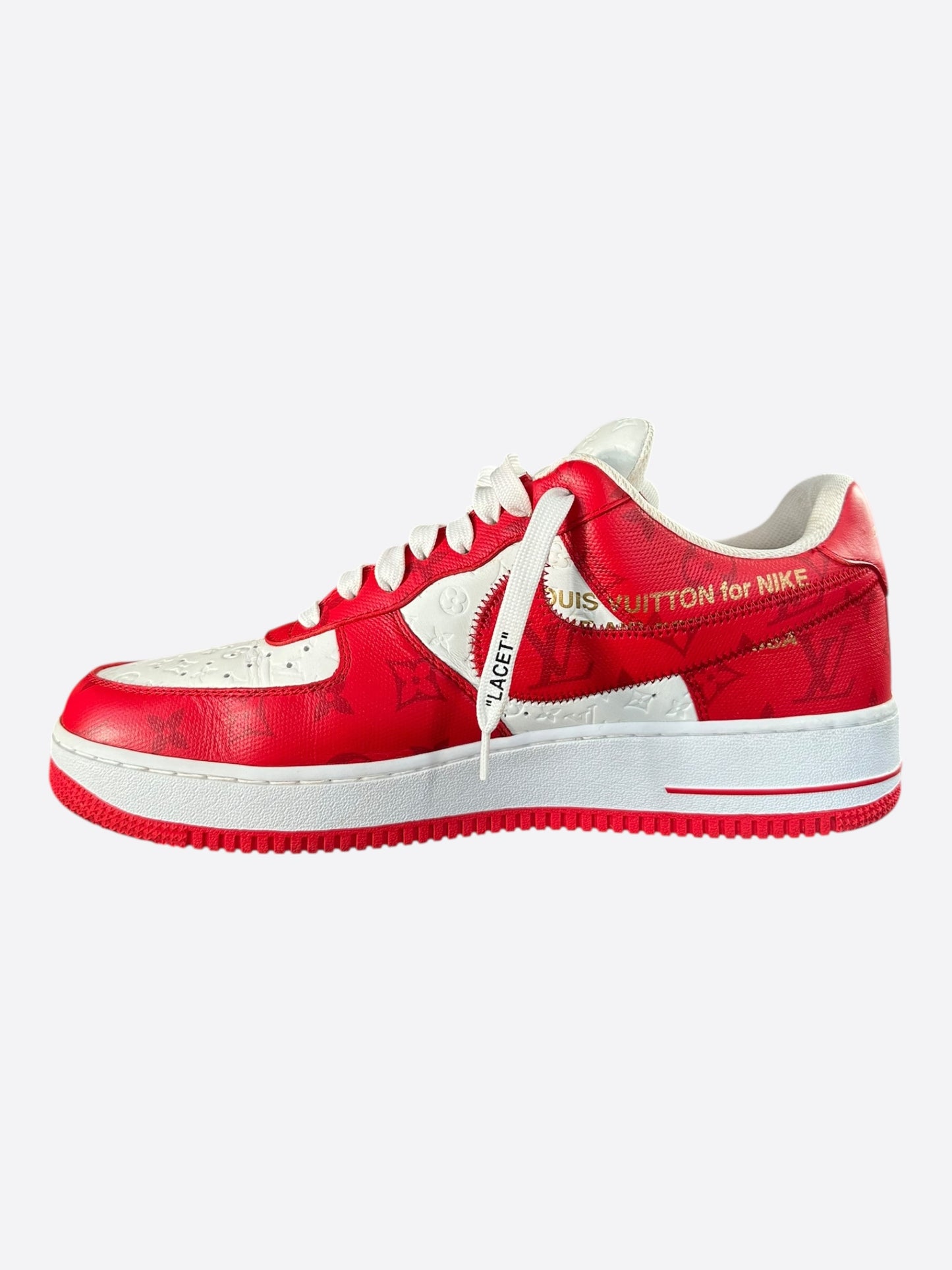 Louis Vuitton Nike Red & White Monogram Air Force 1