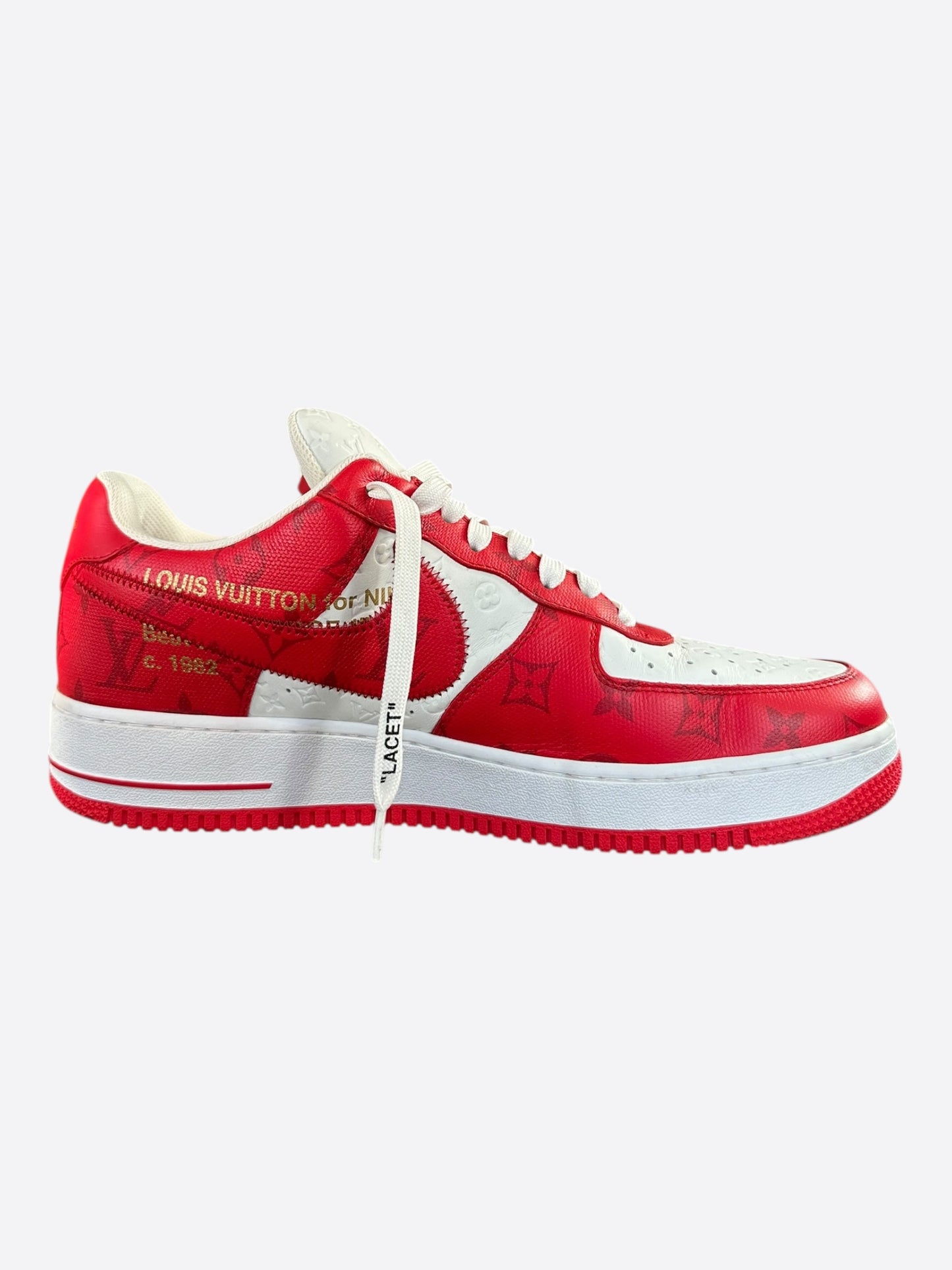 Louis Vuitton Nike Red & White Monogram Air Force 1