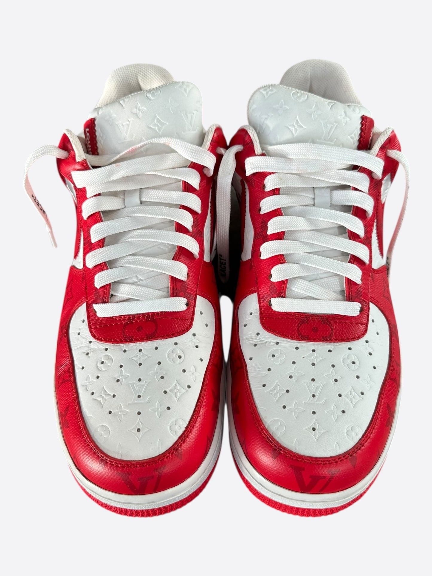 Louis Vuitton Nike Red & White Monogram Air Force 1