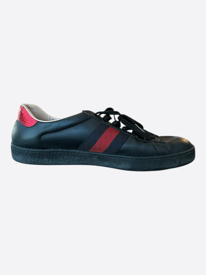 Gucci Black Navy & Red Striped Ace Sneaker