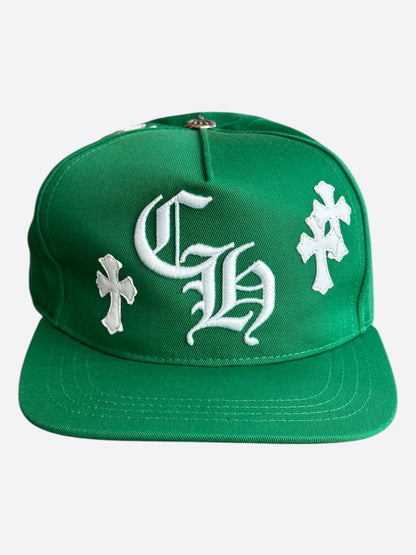 Chrome Hearts Green & White Cross Patch Hat