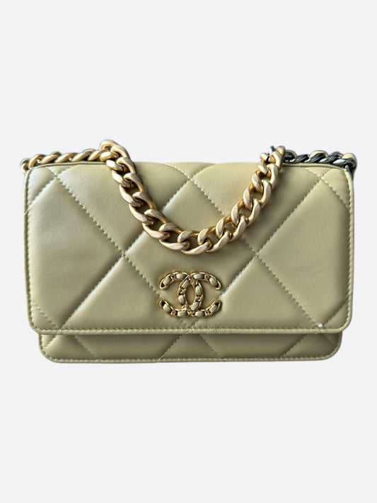 Chanel Olive Quilted 19 Wallet On Chain Bag
