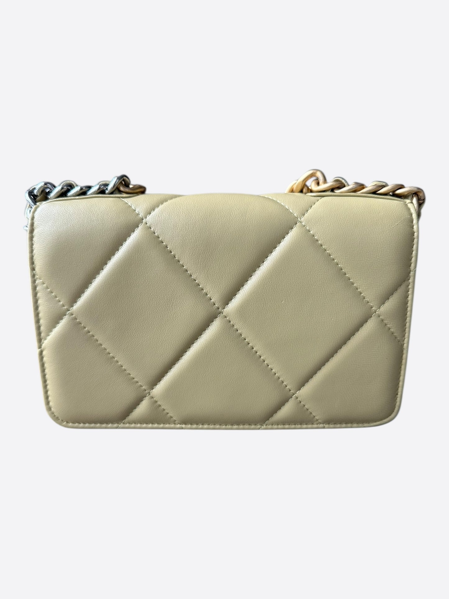 Chanel Olive Quilted 19 Wallet On Chain Bag