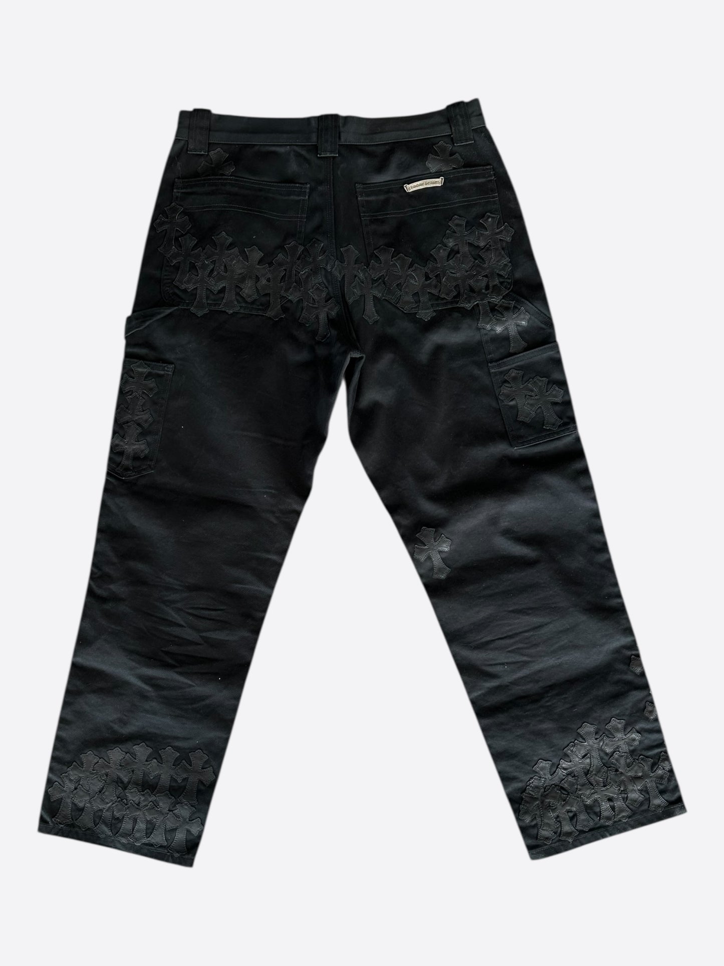 Chrome Hearts Black Leather Cross Patch 1/1 Carpenter Jeans